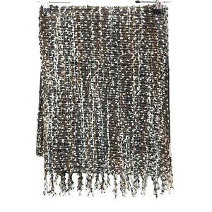 Pier 1 Imports Berkeley Table Runner 14"x72" Woven Textured Cotton Nylon Fringe